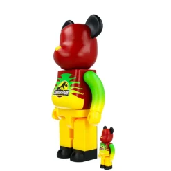 400% + 100% Bearbrick Jurassic Park (Green & Yellow)