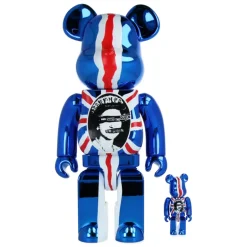 400% + 100% Bearbrick Sex Pistols - God Save The Queen - Chrome Ver.