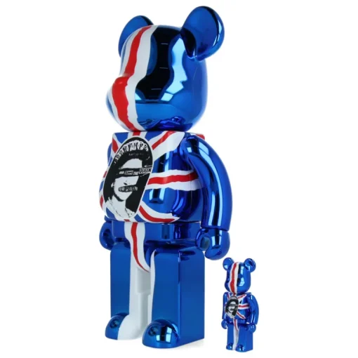 400% + 100% Bearbrick Sex Pistols - God Save The Queen - Chrome Ver.