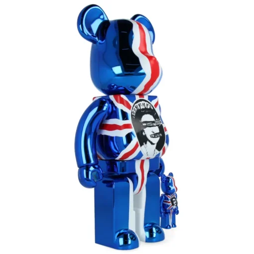 400% + 100% Bearbrick Sex Pistols - God Save The Queen - Chrome Ver.