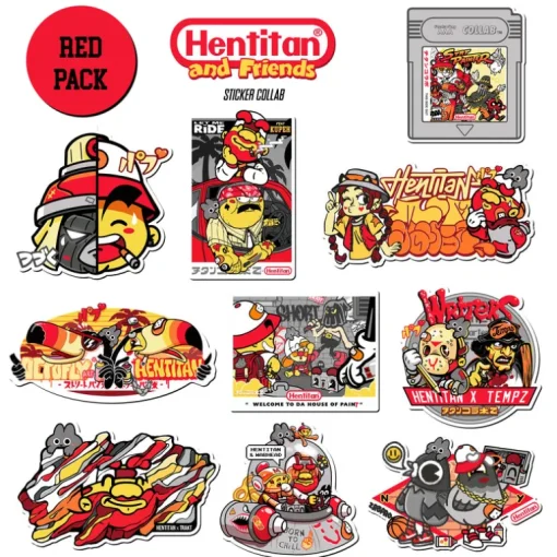 Hentitan and Friends - Red Sticker Pack