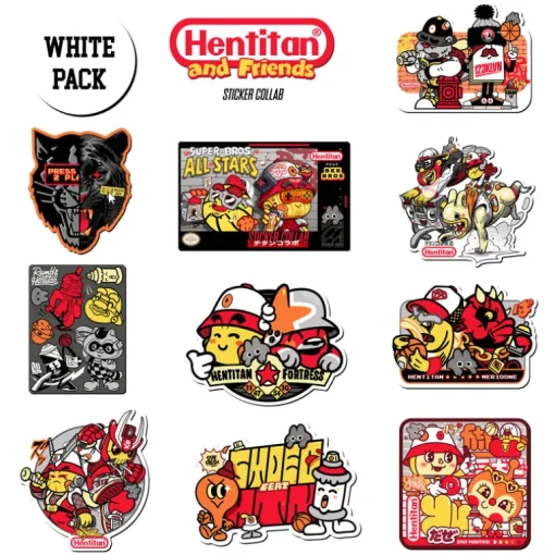 Hentitan and Friends - White Sticker Pack